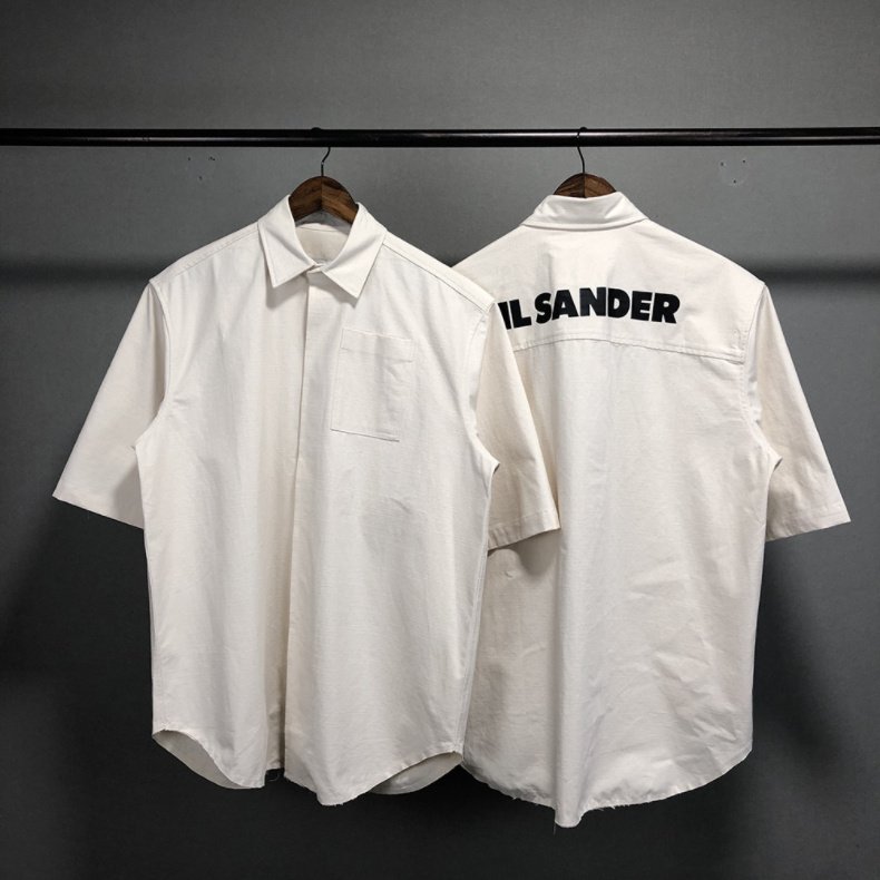 [JIL SANDER] 질샌더 린넨 코튼 백로고 반팔 셔츠