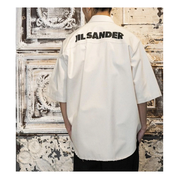 [JIL SANDER] 질샌더 린넨 코튼 백로고 반팔 셔츠-레플리카 사이트 쇼핑몰