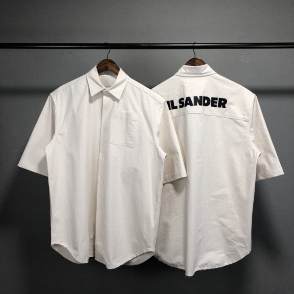 [JIL SANDER] 질샌더 린넨 코튼 백로고 반팔 셔츠-레플리카 사이트 쇼핑몰