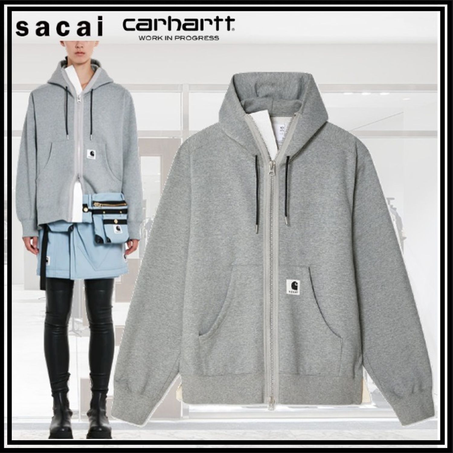 [Sacai X carhartt] 사카이 x 칼하트 23FW 콜라보 후드집업 - 2 Color