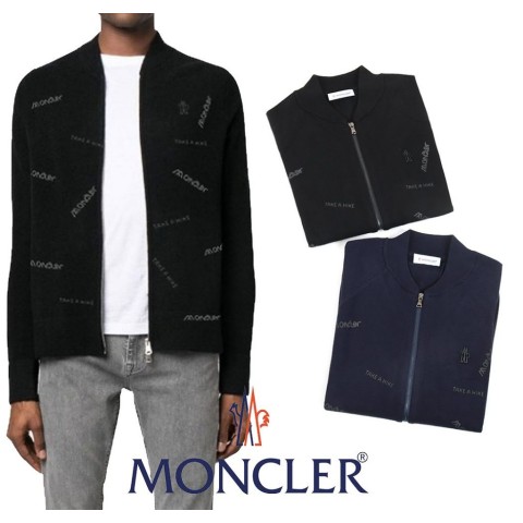 MONCLER. 24SS 멀티 레터링 스틸 울 니트 집업