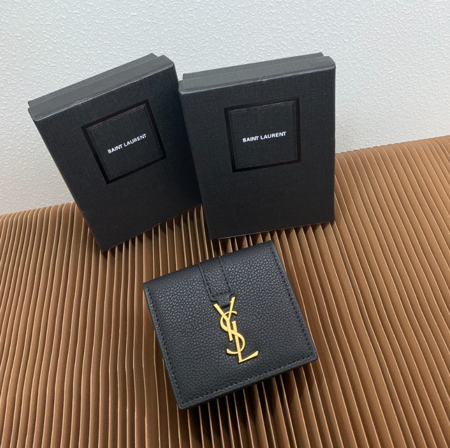 입생로랑 YSL 금장로고 컴팩트 반지갑