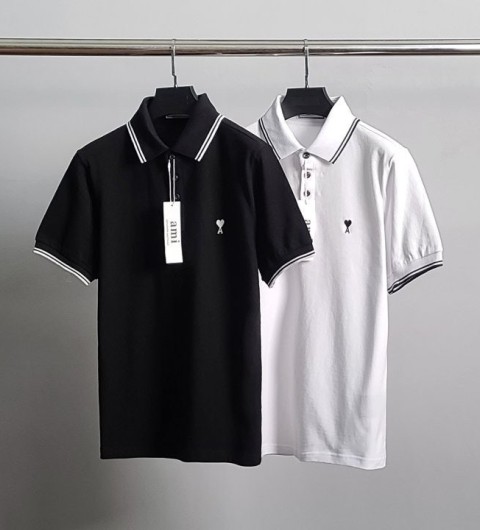 [ami] 흑백하트 라인 PK 반팔 카라티 2color
