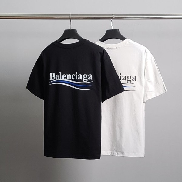 [BALENCIAGA] 블루 웨이브 코튼 반팔티 2color-레플리카 사이트 쇼핑몰