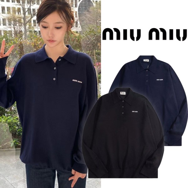 (L~3XL) 미우미우 오버핏 PK 카라 긴팔 2color-레플리카 사이트 쇼핑몰