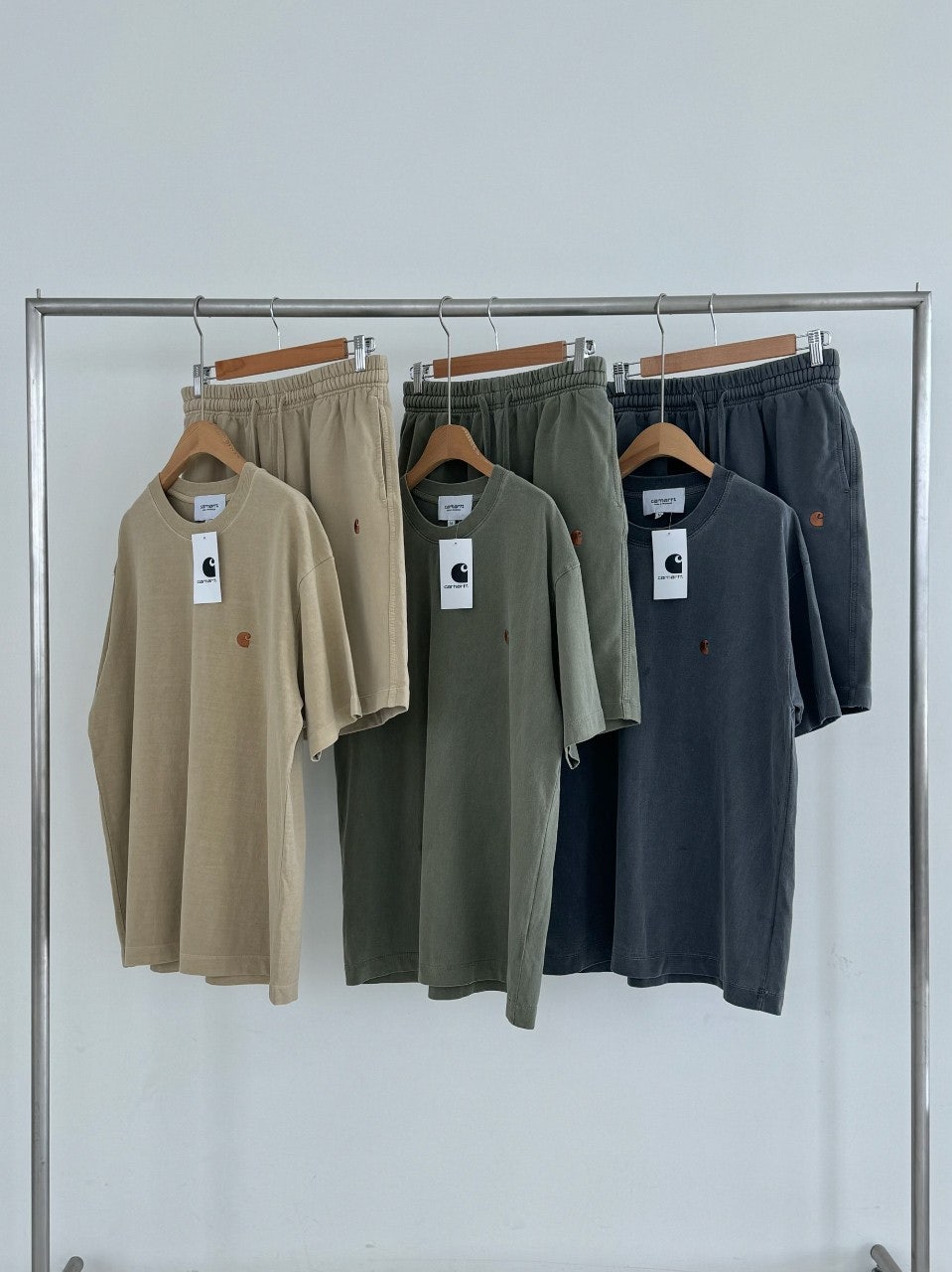 칼하트 워싱 코튼 반팔 반바지 셋업 - 3 Color