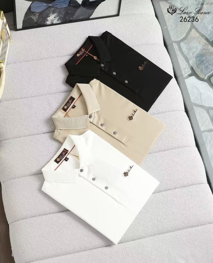 로로피아나 멀티 자수로고 면실크 반팔 카라티 - 3 Color