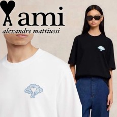 [한정수량 세일] 아미 클라우드하트 자수 패치 티셔츠 (2color)