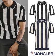 25SS. 몽클 로고 스트라이프 반집업 쿨링 메쉬탑 (2color)