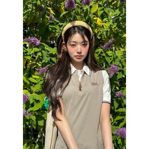미우미우 여성 장원영 피케 원피스