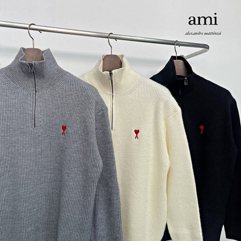 아미 AMI 스몰하트 하찌 니트 하프집업 ( 3 COLOR )