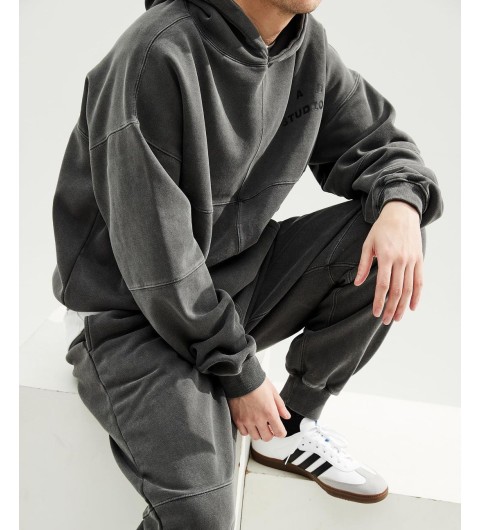 [IAB STUDIO] 22FW 아이앱스튜디오 블록 피그먼트 후드 & 스웨트 팬츠 - 블랙