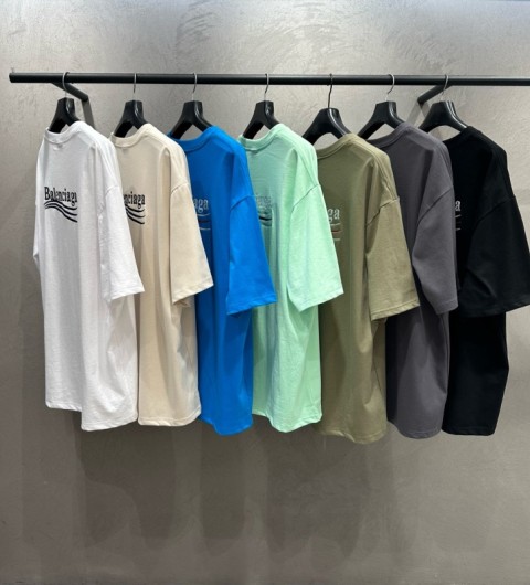 발렌시아가 2023 웨이브로고 자수 오버 반팔 티셔츠 - ( 7 COLOR )