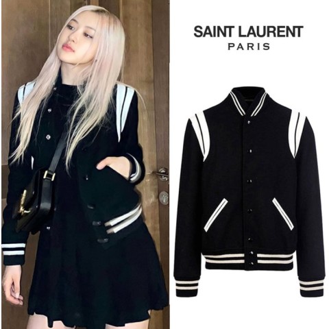 SAINT LAURENT 생로랑 스타디움 울 블루종 -남여공용-