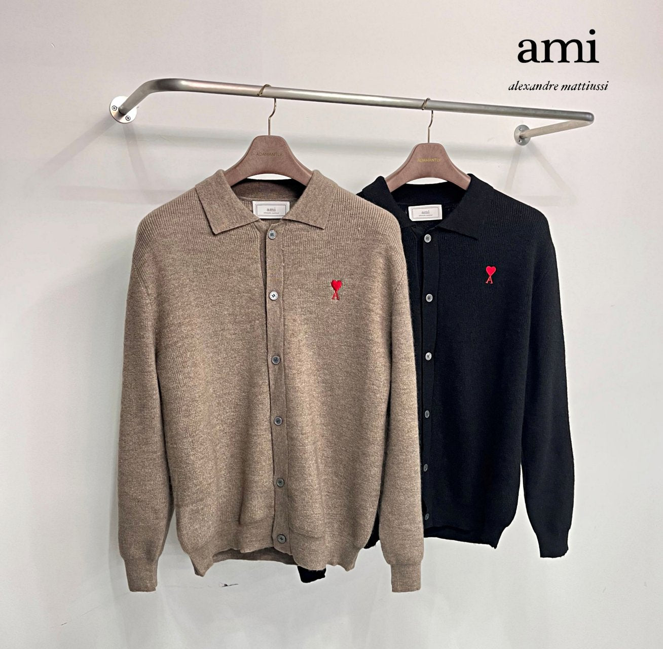 AMI 아미 스몰하트 카라 단추 가디건 ( 2 COLOR )