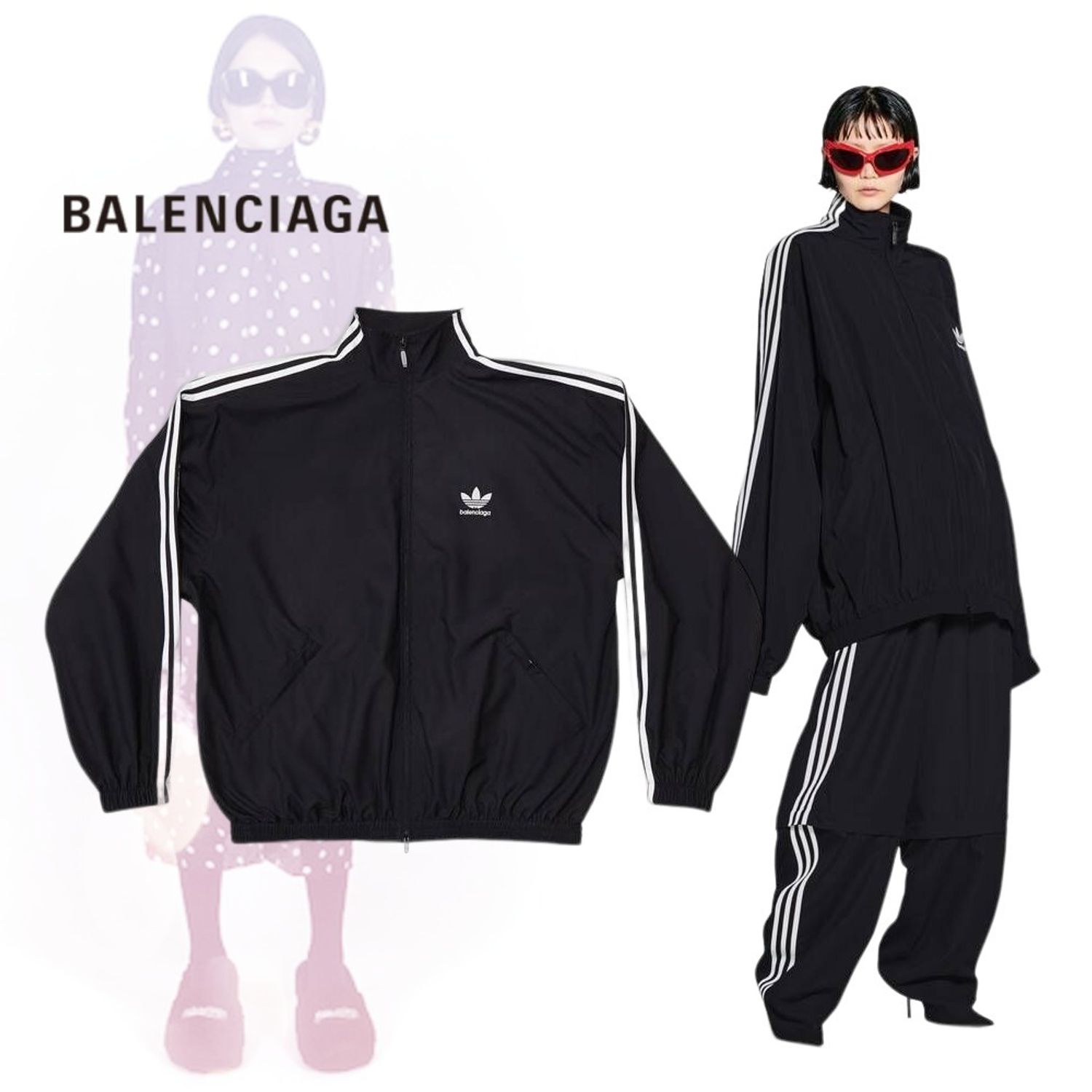 [BALENCIAGA] 발렌시아가 x 아디다스 퍼포먼스 포플린 트랙수트 자켓 - 블랙